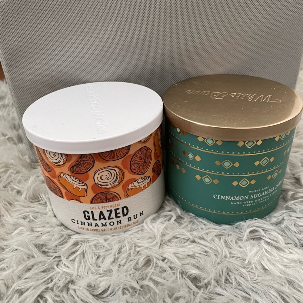 bath and body works candles Sweet Glazed Cinnamon Bun And Cinnamon Sugared Donut